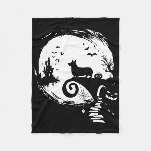 Corgi Dog And Moon Halloween Costume Dog Lover Fun Fleece Blanket