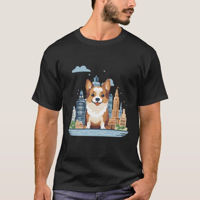 Corgi Dog Animal Beauty Nature City Discovery T-Shirt (Front)