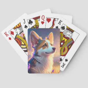 Corgi Dog Animal Portrait Painting Pet Character Playing Cards