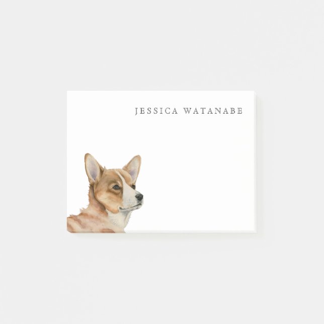 Corgi Dog Art | Add Your Name Post-it Notes (Front)