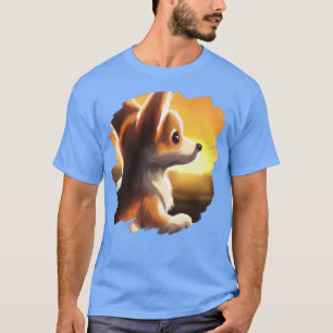 Corgi Dog Art Sunset Vintage Retro Corgis Dogs-313 T-Shirt