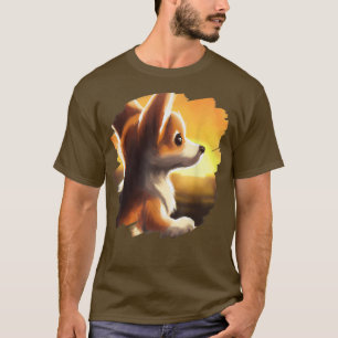Corgi Dog Art Sunset Vintage Retro Corgis Dogs T-Shirt