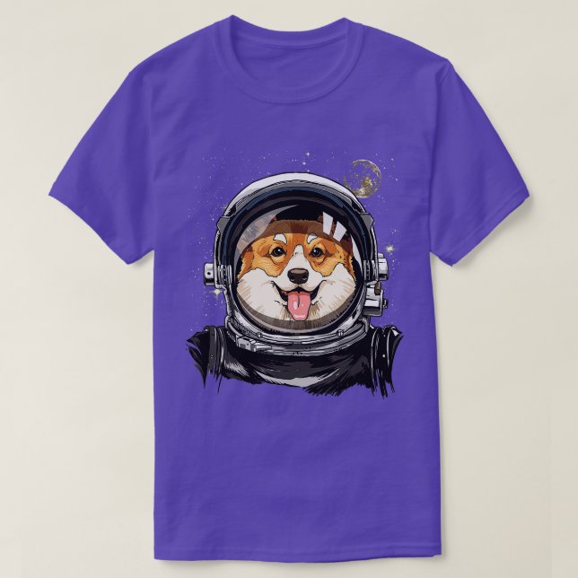 Corgi Dog Astronaut Space Exploration Astronomy Lo T-Shirt (Design Front)