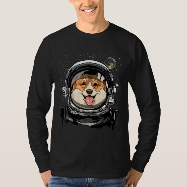 Corgi Dog Astronaut Space Exploration Astronomy T-Shirt (Front)