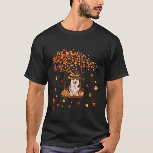 Corgi Dog Autumn Thanksgiving T-Shirt (Front)
