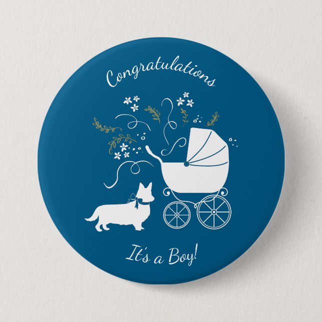 Corgi Dog Baby Shower Puppy 7.5 Cm Round Badge (Front)