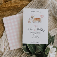 Corgi Dog Birthday Invitation - Girl