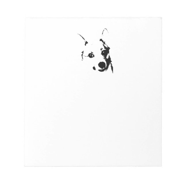 Corgi Dog Black and White Ink Sketch Notepad (Front)