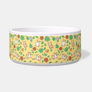 Corgi Dog Bowl Summer Floral Kawaii Pet Gift