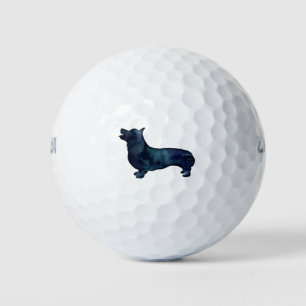 Corgi Dog Breed Black Watercolor Silhouette Golf Balls