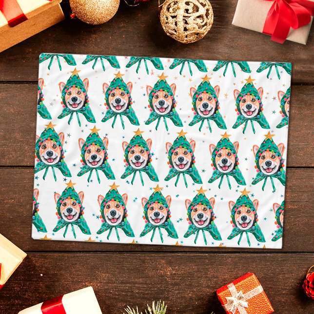 Corgi Dog Breed Christmas Fleece Blanket (Creator Uploaded)