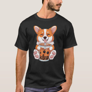 Corgi Dog Bubble Boba Tea Anime Cute Kawaii Corgi T-Shirt