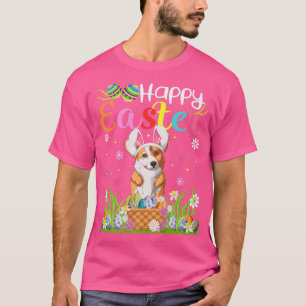 Corgi Dog Bunny Egg Hunting Funny Corgi Happy East T-Shirt