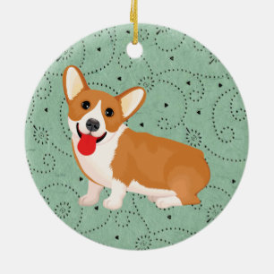 corgi dog ceramic tree decoration