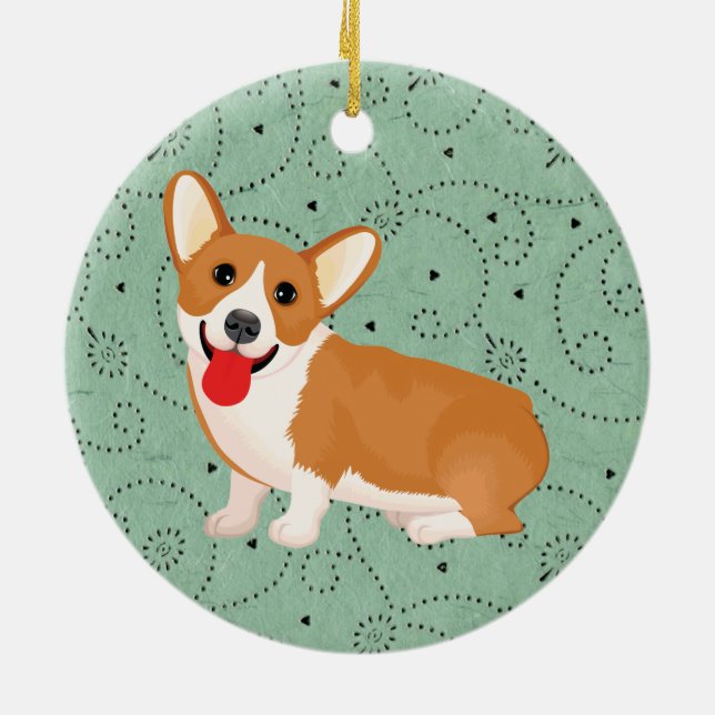 corgi dog ceramic tree decoration (Back)