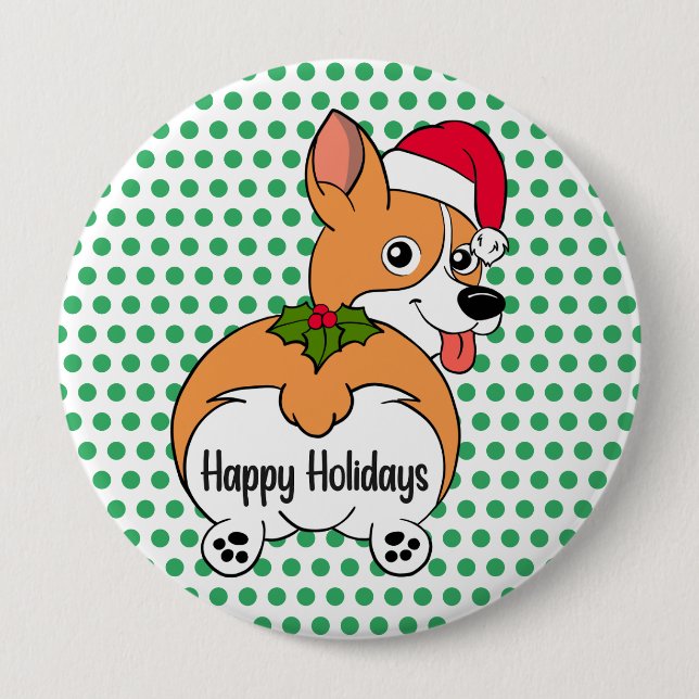 Corgi Dog Christmas 10 Cm Round Badge (Front)