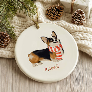 Corgi Dog Christmas Ceramic Tree Decoration