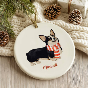 Corgi Dog Christmas Ceramic Tree Decoration
