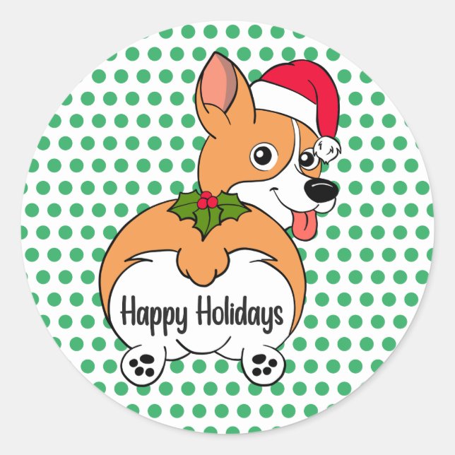 Corgi Dog Christmas Classic Round Sticker (Front)
