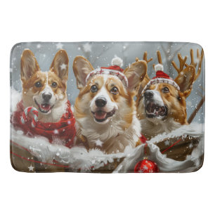 Corgi Dog Christmas Festive  Bath Mat