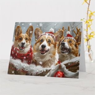 Corgi Dog Christmas Festive  Card