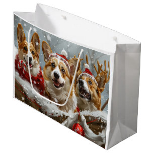 Corgi Dog Christmas Festive  Large Gift Bag