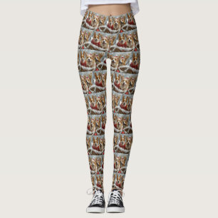 Corgi Dog Christmas Festive  Leggings