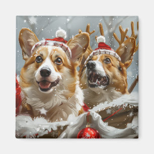 Corgi Dog Christmas Festive Magnet