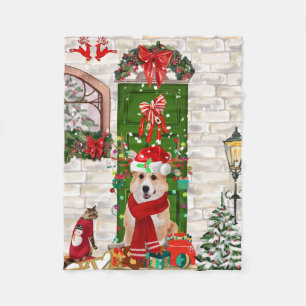 corgi Dog Christmas   Fleece Blanket