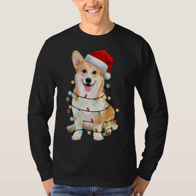 Corgi Dog Christmas Light T-Shirt (Front)