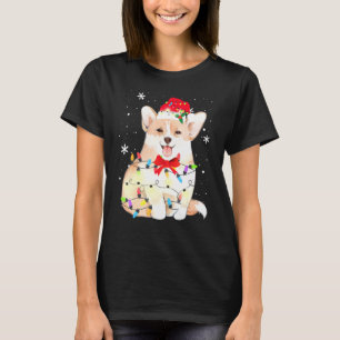 Corgi Dog Christmas Light Xmas Mum Dad T-Shirt