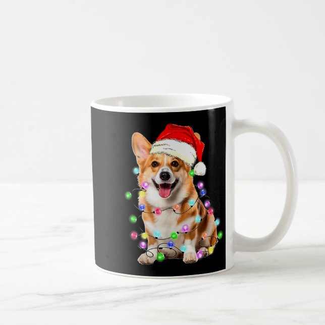 Corgi Dog Christmas Lights Pajama Funny  Coffee Mug (Right)