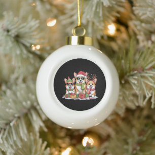 Corgi Dog Christmas Mum Dog Lover Holiday Gift Ceramic Ball Christmas Ornament