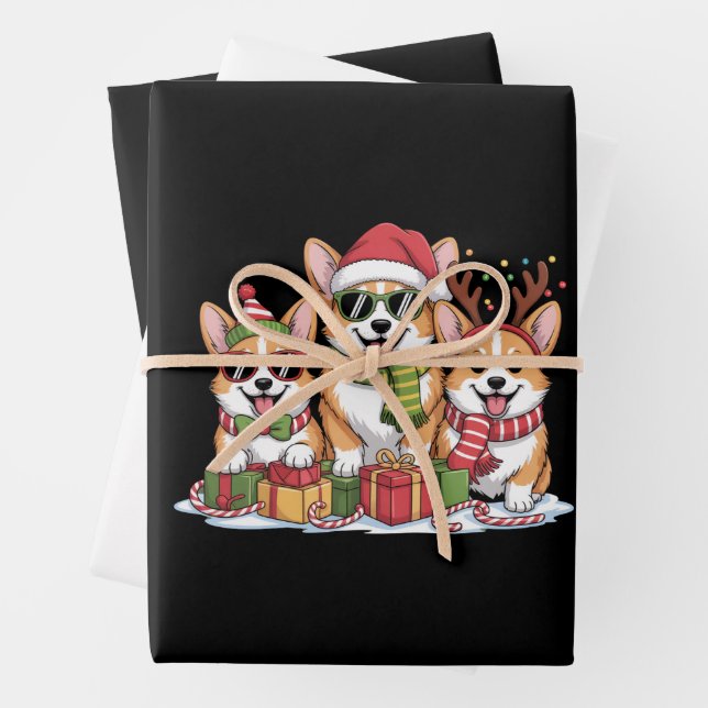 Corgi Dog Christmas Mum Dog Lover Holiday Gift Wrapping Paper Sheet (In situ)