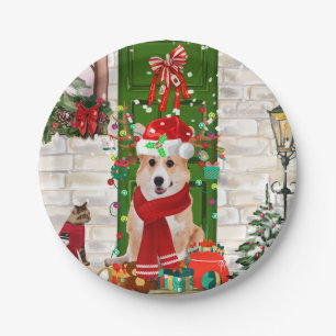 corgi Dog Christmas   Paper Plate