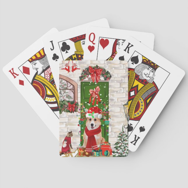 corgi Dog Christmas Playing Cards (Back)