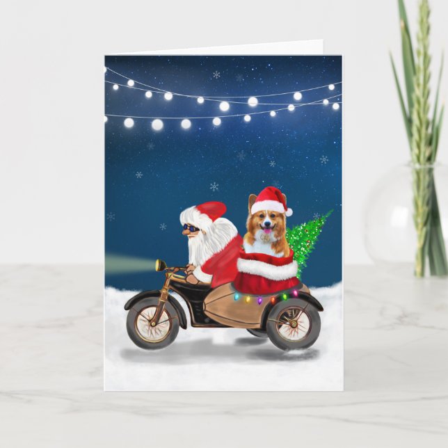 Corgi Dog Christmas Santa Claus  Card (Front)