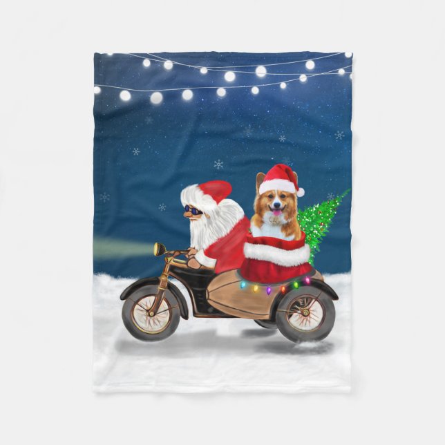 Corgi Dog Christmas Santa Claus  Fleece Blanket (Front)