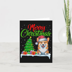 Corgi Dog Christmas Tree Lights Funny Xmas Corgi D Card