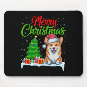 Corgi Dog Christmas Tree Lights Funny Xmas Corgi D Mouse Mat
