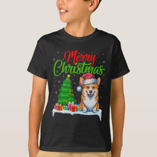 Corgi Dog Christmas Tree Lights Funny Xmas Corgi D T-Shirt
