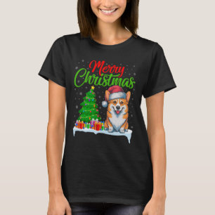 Corgi Dog Christmas Tree Lights Funny Xmas Corgi D T-Shirt