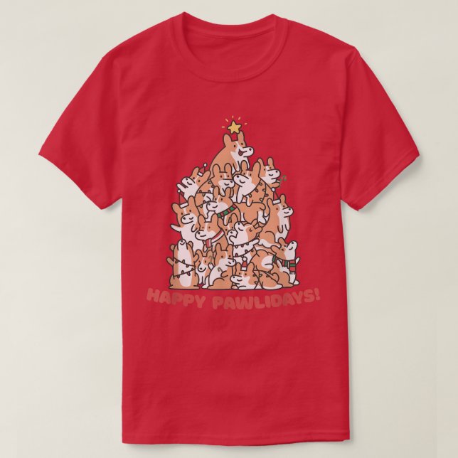 Corgi Dog Christmas Tree  Xmas Funny Holiday  T-Shirt (Design Front)