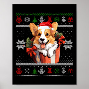 Corgi Dog Christmas Ugly Sweater Family Matching P Poster