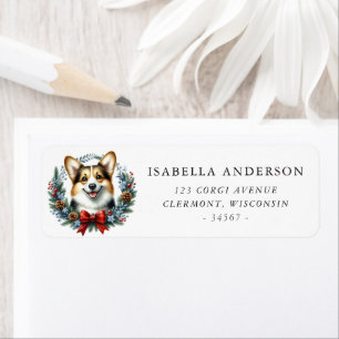 Corgi Dog Christmas Wreath Return Address