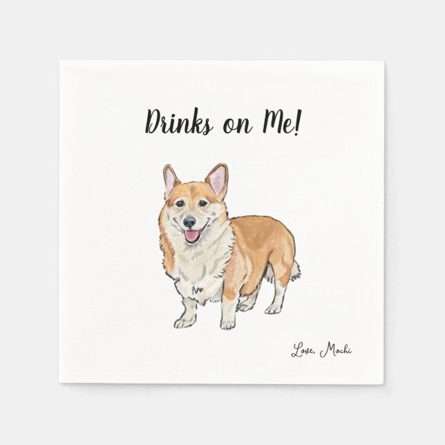 Corgi Dog Cocktail Napkins (Front)