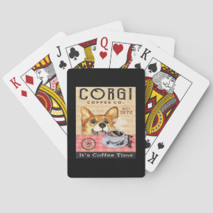 Corgi Dog Coffee Playing Cards