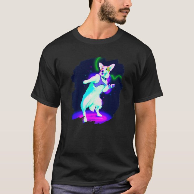 Corgi Dog Dancing Retro Breakdancing Dance Dancer  T-Shirt (Front)