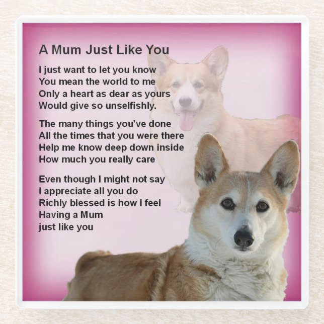 Corgi Dog  Design  Mum Poem Coaster (Front)