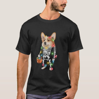 Corgi Dog Dress Up in Skeleton Costume for Hallowe T-Shirt